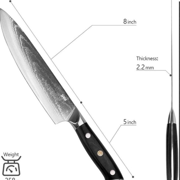 Chef Knife: 8” Japanese Cooking Knife Ultra Sharp 67-Layer High Carbon Stainless - Picture 3 of 7
